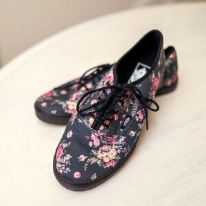 Vans Black Rose Floral Sneakers Size 7.5